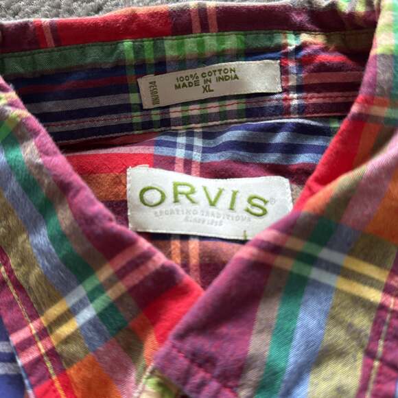 Orvis Signature Collection Short Sleeve Button Shirt XL Plaid Check Outdoor Mens - Picture 2 of 3